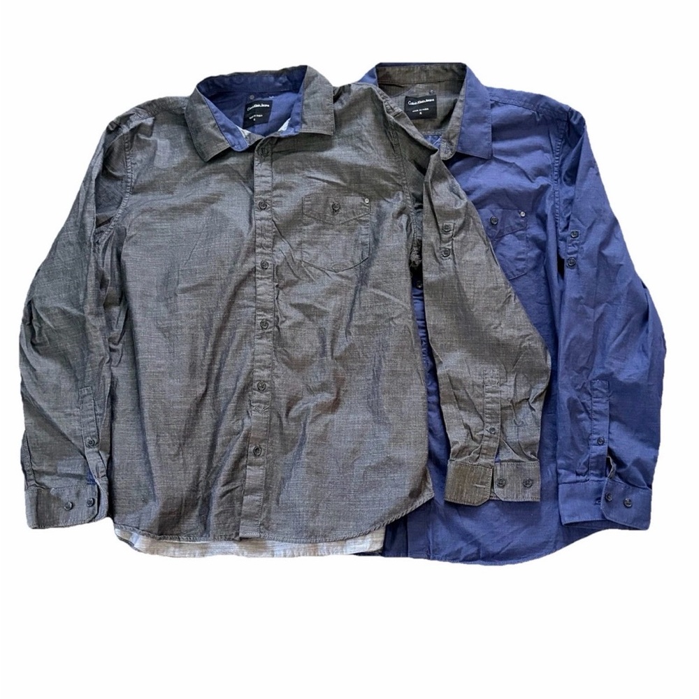 Calvin Klein Two‎ Black & Blue Button-Up Shirts